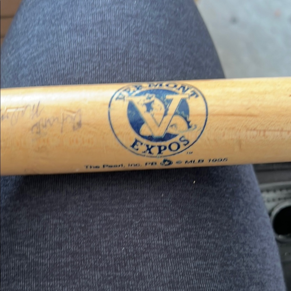 signed Vermont Expos Baseball Bat
